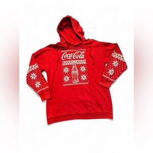 Coca Cola Red Crewneck Hoodie Sweater with White Holiday Motif